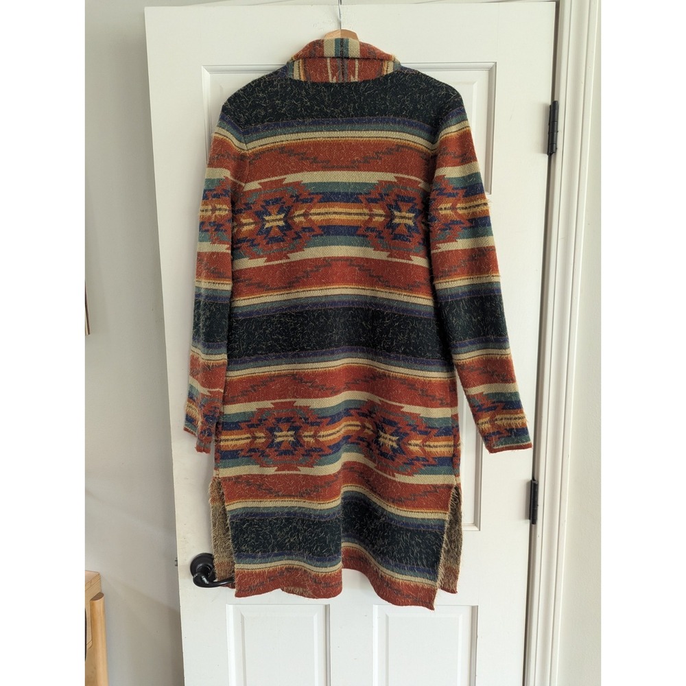 Cruel Denim Women's Long Aztec Open Front Cardigan Sweater Coat Duster Size L - Picture 4 of 9